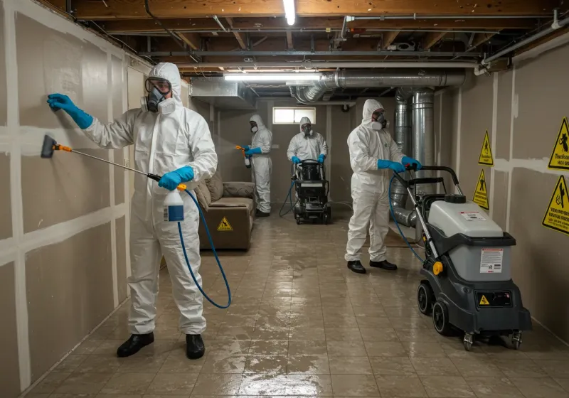 Basement Moisture Removal and Structural Drying process in Barker Heights, NC